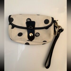 Dooney & Bourke polka dot canvas wristlet